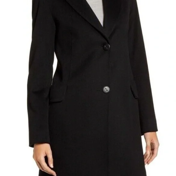 FLEURETTE Mid-Length Black Loro Piana Wool Top Coat, 10 - Picture 2 of 15